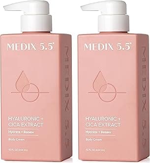 Medix 5.5 Hyaluronic Acid + Vitamin E Cream Body Lotion For Women | Hydrating Dry Skin Firming Lotion Minimizes Look Of Wrinkles, Stretch Marks, Cellulite, & Crepey Skin | Skin Care Products | 2-Pack