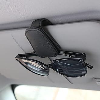 Sunglasses Holders for Car Visor, Magnetic Leather Glasses Eyeglass Clip for Car, Ticket Card Clip Sunglasses Mount, Car Visor Accessories Gadgets (1, Black)
