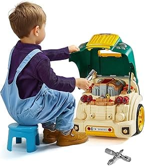 VEVOR Engine Toy, 60 Pieces, Kids Mechanic Car Repair Set with Removable Parts, Lights and Sounds, Steering Wheel and Horn, Kids Mechanic Workshop Set for Toddler Ages 3 Years and Up, Green