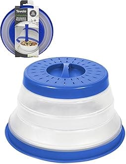 Microwave Splatter Cover for Food, Small (Blue) - Collapsible & Vented Silicone Splatter Guard Lid - Microwave Plate & Dish Cover with Handle - BPA-Free Kitchen Gadget for Meal Prep