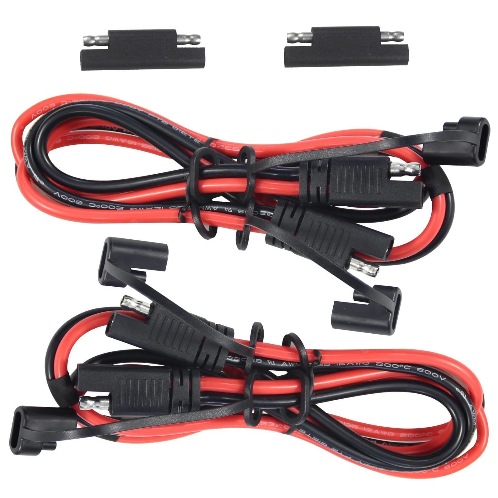 KUNCAN [2 Pack] SAE to SAE Extension Cable - DC Power Heavy Duty 12AWG 2 Pin Quick Disconnect Wire Harness with Waterproof Cover 3FT