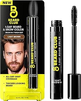 1 Day Temporary Beard Dye for Men - Light Brown Beard, Mustache & Eyebrow Color for a Fuller, Well-Defined Look, Water & Sweat Resistant, Up to 30 Applications, 0.3 fl oz