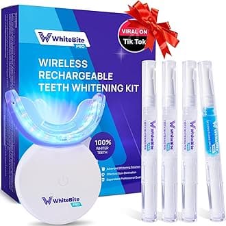 Whitebite ProTeeth Whitening Gel Kit | Safe for Sensitive Teeth | 32X LED Light | 35% Carbamide Peroxide Whitening Gel & Remineralizing Gel | Powerful Tooth Stain Remover