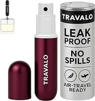 Travalo Classic HD Perfume Atomizer - Leak-Proof and TSA Approved for Air Travel - Reusable, Airtight, Easy-Fill Mini Pump Sprayer - Lightweight, Elegant Design w/Volume Window - Plum 0.17oz