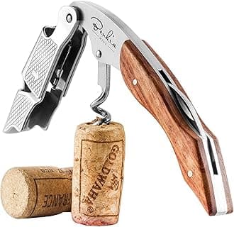 Waiter's Knife - Free Wine Guide Ebook - Professional Corkscrew Made of Stainless Steel in Catering Quality with Bottle Opener and Foil Cutter