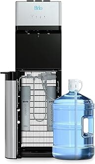 Brio 520 Bottom Load Water Cooler Dispenser for 5 Gallon Bottle w/ 2 Stage Filter | Hot Cold & Room Temp Water Options for Home & Office | Removes Chlorine, VOC's, Bad Taste & Chemicals
