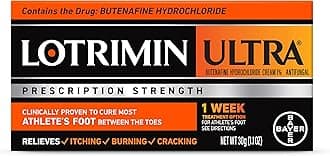 Ultra 1 Week Athlete's Foot Treatment, Prescription Strength Butenafine Hydrochloride 1%, Cures Most Athlete’s Foot Between Toes, Cream, 1.1 Oz