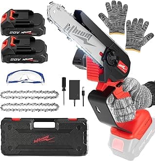 Cordless Mini Chainsaw, 6 Inch Portable Electric Chainsaw, Small Hand Chainsaw with One Hand for Cutting Wood and Carpentry, Battery Powered Mini Chainsaw with 2