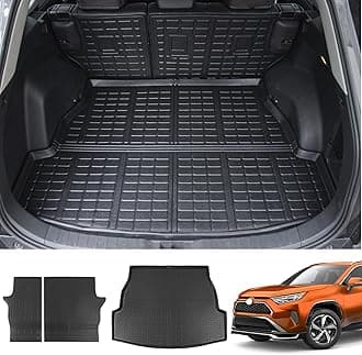 powoq Cargo Mat Compatible with 2019 2020 2021 2022 2023 Toyota RAV4 Backrest Mat Replacement for 2019 2020 2021 2022 2023 Toyota RAV4 Accessories (Fit 2019-2023, Rear Trunk Mat + Backrest Mats)