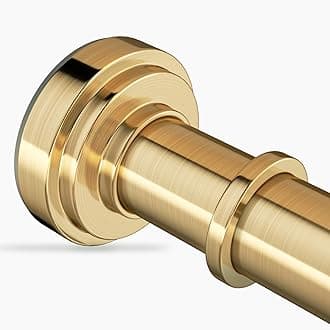 Gold Tension Shower Curtain Rod 36-84 Inch(3-7ft) Never Rust No Drilling Non Slip Spring Tension Shower Rod, Heavy Duty Tension Rod, Adjustable Curtain Rod for Bathroom Window Living Room