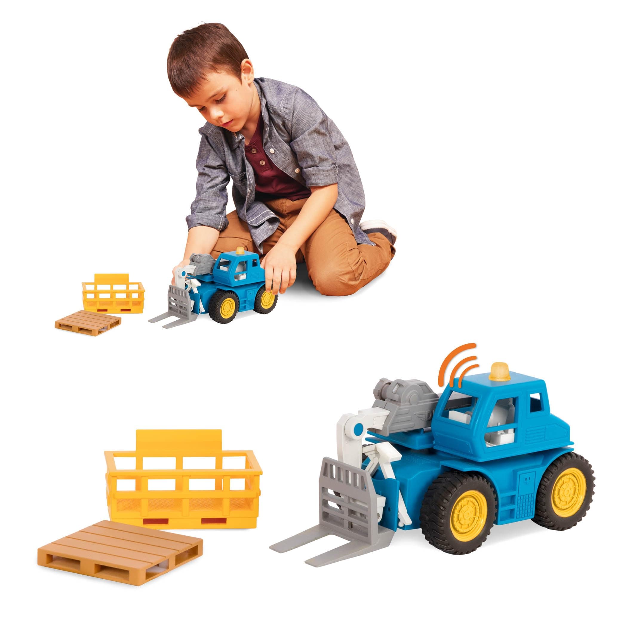 7-Inch Telehandler Forklift Toy with Lights & Sounds, Movable Parts, Construction Vehicle for Boys & Girls, Durable Design, Realistic Details, 3+ Years Toy for Kids