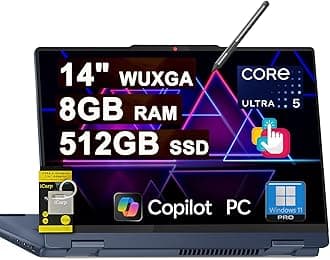 IdeaPad Flex 5i 2-in-1 Laptop 14" WUXGA Touch Intel 12-core Ultra 5 225U (Beats Core 7 150U) 8GB RAM 512GB SSD Backlit for Creator Designer Business Professional Win11Pro ICP Hub/PC