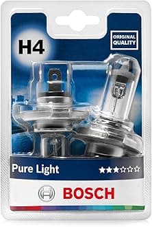 Bosch H4 (472) Pure Light Halogen Headlight Bulbs, 12 V 60/55 W, Original Quality - Socket Type P43t - Pack of 2 Replacement Car Light Bulbs