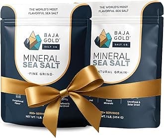 Mineral Sea Salt Bundle – 1 lb Fine Grind + 1 lb Natural Grind | Authentic Unrefined Sea Salt with Trace Minerals | Versatile for Cooking, Baking, Seasoning & Finishing | 600+ Servings