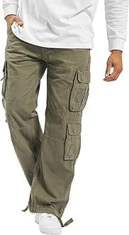 Brandit Authentic Cargo Pants for Men - Extra Long Drawstring, Rear and Cargo Pockets, and Belt and Hanging Loops