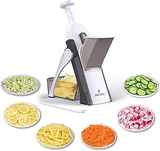 ONCE FOR ALL Mandoline Vegetable Slicer, Veg Chopper with 4 Cutter Modes Adjustable Thicknesses, Slicer, Dicer, Chopper, Julienne, Chip Veggies for Potatoes Carrot Tomato Cucumber…