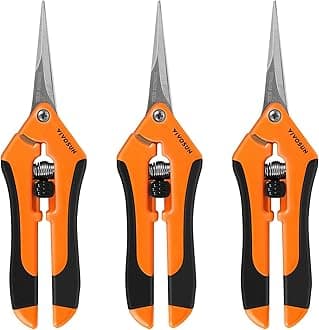 3-Pack 17 cm Gardening Scissors Hand Pruner Pruning Shear with Straight Blades and Titanium Non-Stick Coating Rose Secateurs Orange