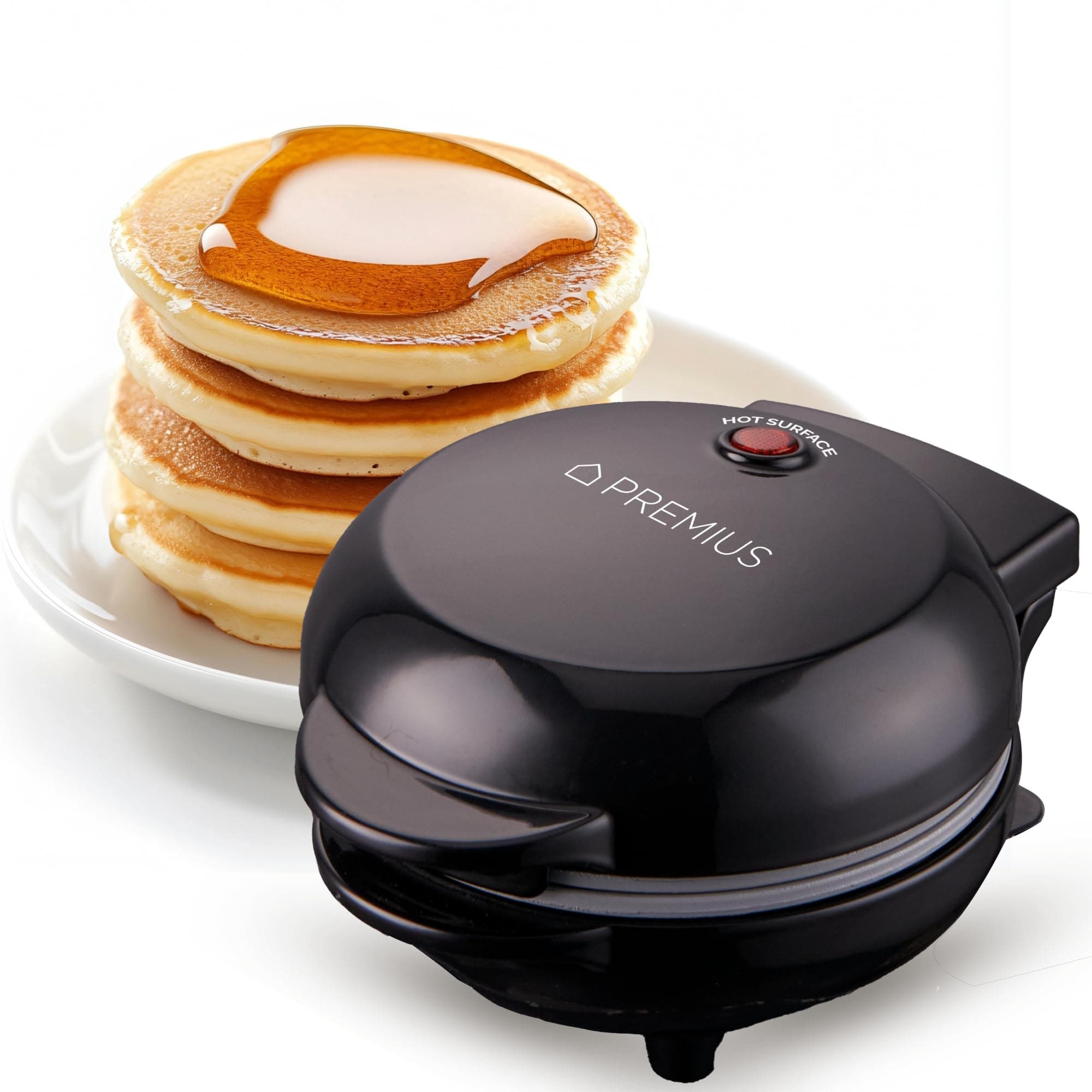 Ceramic NonStick Mini Snack Griddle Maker, 4” Mold, Quick Heat Up, Individual Fluffy Pancakes, Grilled Cheese, Eggs, Pizzas, Cookies & On-the-Go Breakfast & Lunch, Just Add Batter (Black)