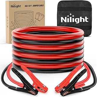 NilightJumper Cables for Car Battery 6 Gauge 16 FT Booster Cable Heavy Duty 450 A CCA Jumper Cable with Carrying Bag Jump Start Battery Emergency Kit for Pickup Vans SUV Sedan Motorcycle