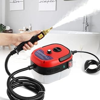 2500W High Temperature Pressurized Steam Cleaner Hand-held Portable Steam Cleaning Machine 1000ml Glass Tank for Kitchen Toilet Car Seat (Red, 110V)