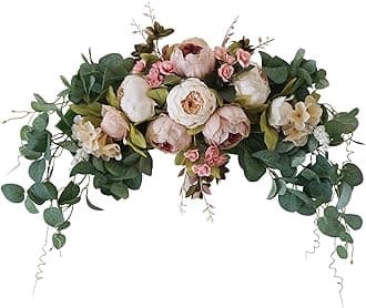 H&S BRIDAL Wedding Arch Flowers, 30 Inch Rustic Artificial Floral Swag for Door Lintel, Green Leaves Rose Peony Sunflowers Table Centerpieces Home Decoration
