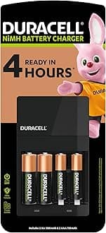 Duracell 4 Hours Battery Charger with 2 AA and 2 AAA
