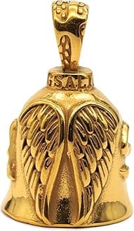 Angel Wings Knight Bell Letters USA Motorcycle Motorcycle Riding Guardian Bell - Never Ride Faster Than Angels Fly, gold