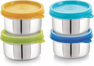 STEELLOCK Flex Stainless Steel Containers Size Deep 120ml x 4 (Yellow/Blue/Green/Turquoise)