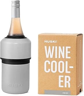 Huski Wine Chiller | Iceless Design | Keeps Cold up to 6 Hours | Wine Accessory | Next Generation Ice Bucket | Fits Some Champagne | for Wine Lover (Stone Grey)