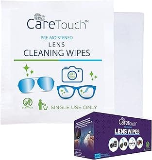 Care Touch Lens Wipes for Eyeglasses - 400 Count Individually Wrapped Pre-Moistened Wipes, 4.5x11-Inch - Sunglasses, Screens, and Glasses Cleaner - Gentle and Portable for Cleaning of Devices