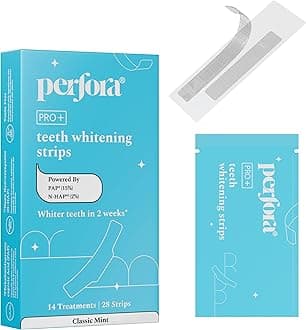 Perfora Teeth Whitening Strips - Pack of 14 Treatments (28 Strips) – Whitens Teeth in 1 Use | Sensitivity-Free, Enamel-Safe Oral Care | PAP & Hydroxyapatite for Stain Removal | Fast & Effective Teeth