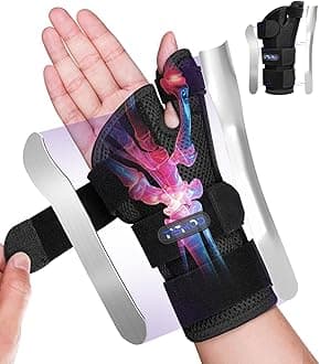 Carpal Tunnel Wrist Brace Night Support,Wrist Brace with Thumb Support for De Quervain's Tenosynovitis Splint,Thumb Spica Splint Left Hand for Women & Men,Black-L/XL-Right