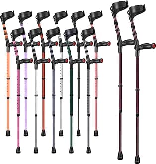 Ossenberg Comfort Grip Closed Cuff Double Adjustable Crutches – Aubergine - Pair | Height Adjustable Elbow Crutches for Men Women Adults Arthritis Comfort Anatomic Handle Forearm Ergonomic