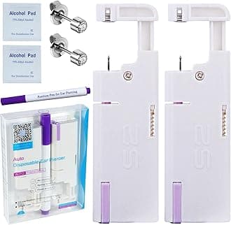 2PCS Disposable Ear Piercing Kit Ear Piercing Gun Self Use Ear Piercings Kit Cartilage Piercing Gun with Hypoallergenic Earrings(3mm,Silver)
