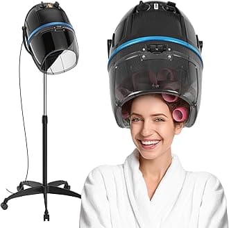 JupiterForce Professional Hooded Floor Hair Dryer 1300W Adjustable Stand Up Bonnet Hair Dryer with Rolling Wheels for Home Salon Spa Beauty Equipment, Black