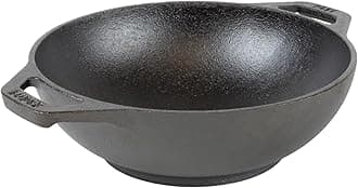 6.25 Inch Cast Iron Mini Wok with Dual Loop Handles – PFAS FREE Pre-Seasoned Individual Serving Pan – Stovetop & Oven Safe Heavy Duty Sauce Wok – Made in USA