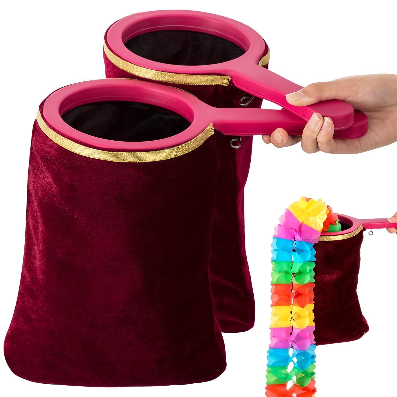 NALACAL Magic Props Change Bag, Magic Change Bag with Zipper Twisting Handle Make Things Appear Disappear, Magic Trick Bag, Magic Stage Prop Accessories for Kids Adults Boys Girls Gift (2 Pcs)