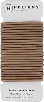 Cyndibands Hair Bands - Light Brown - 4mm x 4.5cm Elastic Hair Bobbles - Non-Snag Fabric Hair Ties – Match Your Hair Color Ponytail Holders - 24-Pack