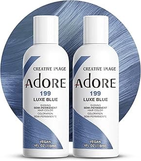 Adore Semi Permanent Hair Color (199 Luxe Blue) (2 Pack) | Vegan & Cruelty-Free Blue Hair Dye | No Ammonia, No Peroxide, No Alcohol | 4 Fl Oz