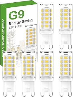 – G9 LED Bulb, Cool White 6000K G9 LED Bulbs, 5W 560LM G 9 Capsule Bulb, Non Dimmable Energy Saving Light Bulb for Chandelier, Ceiling Lights, Wall Light, Crystal Lamp, Ceiling Fan Light - 6 Packs