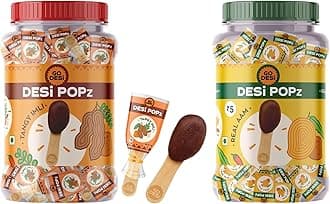 GO DESi Imli Pop Tamarind & Jaggery Candy | 100 Pieces | Tamarind & Jaggery Candy & GO DESi Popz Real Aam | 100 Pieces | Aam Candy | Fruit Snacks | Lollipop | Fruit Candy | Mango Pop