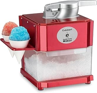 CUISINARTSnow Cone Machine - Makes 5 Icy Cones for Slushies & Frozen Drinks - Includes Reusable & Paper Cones, Red, SCM-10P1