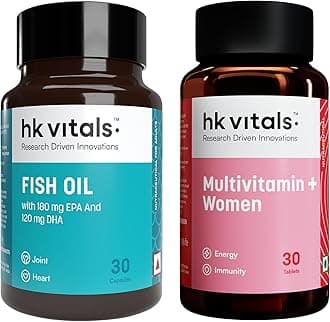 hk vitals Multivitamin Plus Women & Fish Oil Capsules 1000mg Omega 3 with 180mg EPA & 120mg DHA (30 Tablets Each) | Combo Pack