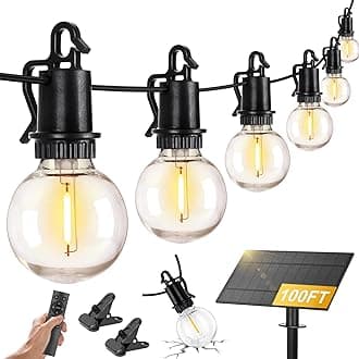ZJOJO Solar Outdoor String Lights Waterproof, 100FT G40 Globe Patio Lights String Lights Solar Powered with 50 Edison Bulbs 2700K Shatterproof Hanging Lights for Porch Backyard Pergola Bistro