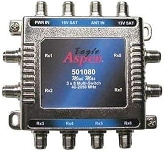 NAC Wire and Cables 3x8 Multi Switch Amplifier Satellite Approved Commercial Grade SW-38MS Multiswitch 8 Receiver with 3 Way Input