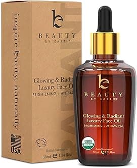 USDA Organic Face Oil – USA Made with Natural Ingredients, Brightens & Smooths Fine Lines & Wrinkles, Non-comedogenic Lightweight Facial Oil for Dry & Sensitive Skin with Moringa, Jojoba & Argan Oils