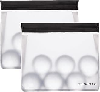 BERLINZO Reusable Ice Storage Bag - Freezer Safe Leak Proof Silicone and Plastic-Free Lunch Bag for Ice and Food Storage - BPA-Free - 2 Pack