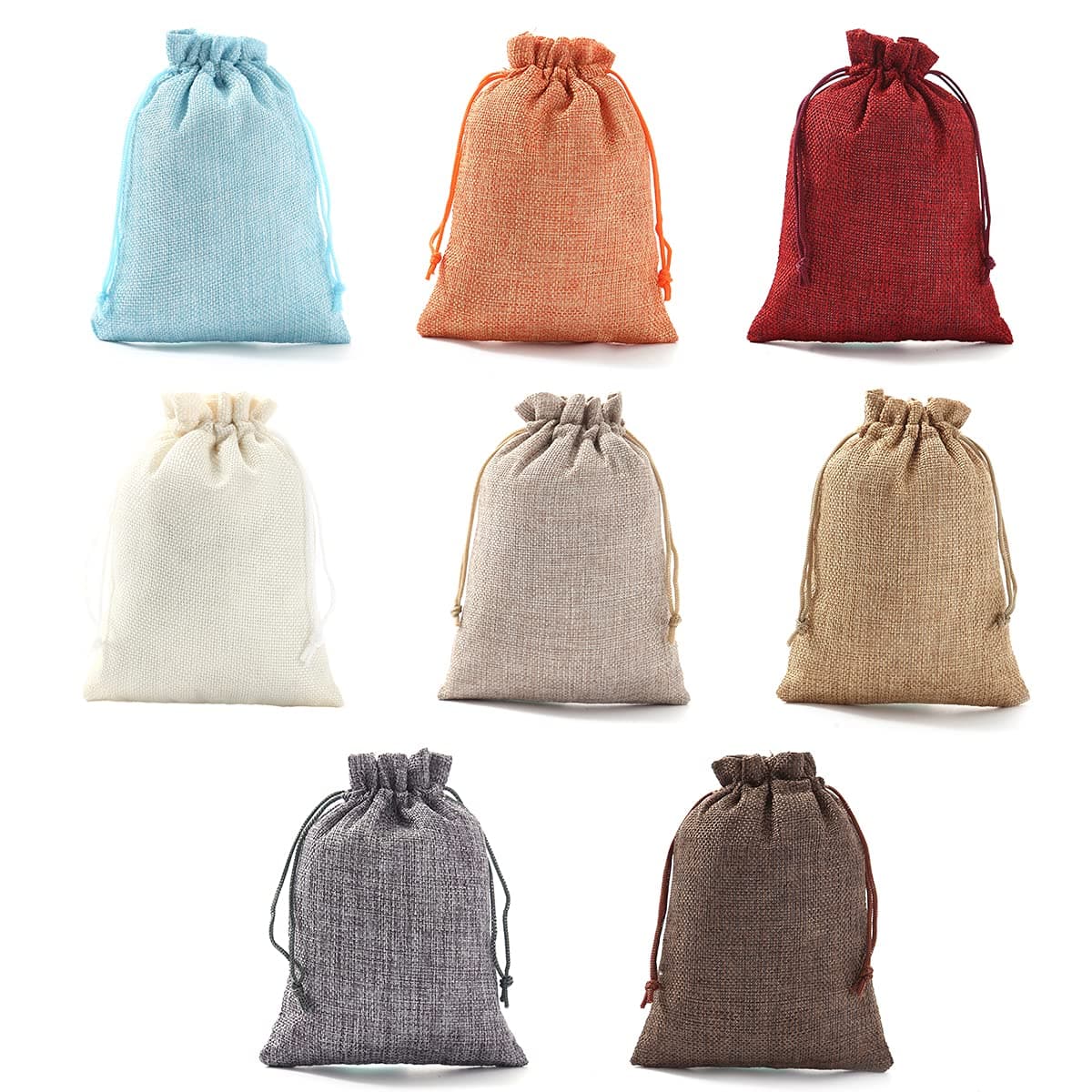 24 Burlap Bags with Drawstring Mixed Color Drawstring Gift Bag Jewelry Pouch Hessian Bags Burlap Sacks for Wedding Party Favors DIY Craft(5x7Inch)