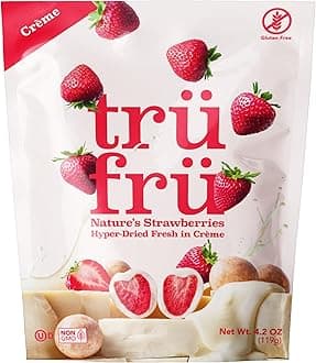 Tru Fru Nature's Strawberries Hyper-Dried Fresh in Crème, Premium Gourmet Freeze Dried Snack, 4.2 oz