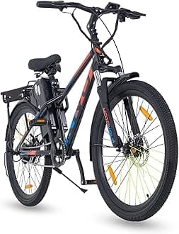 Motovolt Kivo Lite Electric Cycle | 36V 250W BLDC Motor | Up to 45 KM IDC Range | 6Ah Removable LFP Battery (IP65, BIS Certified) | 110 kg Payload | Front Suspension | 26” Tyres | Black